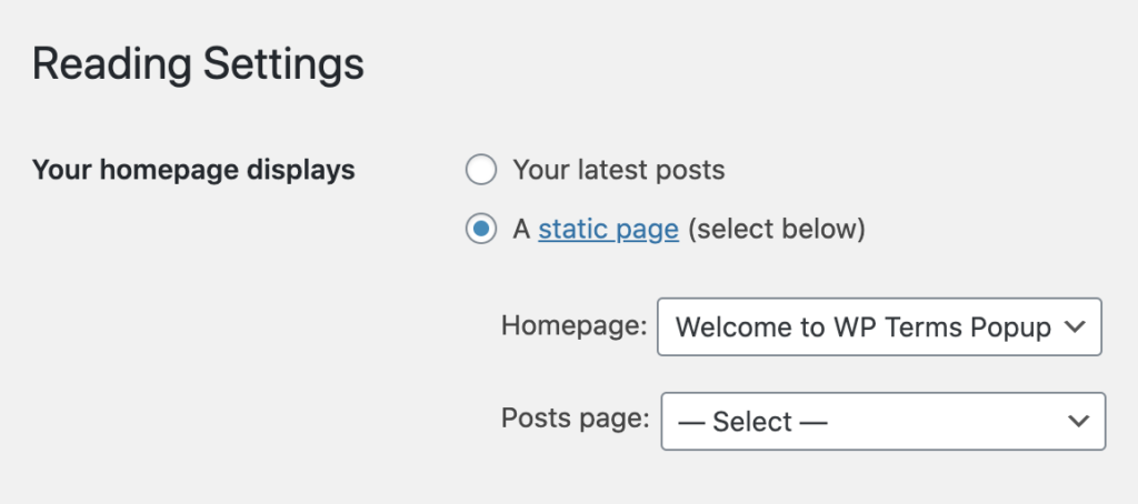 WordPress Home Page Settings